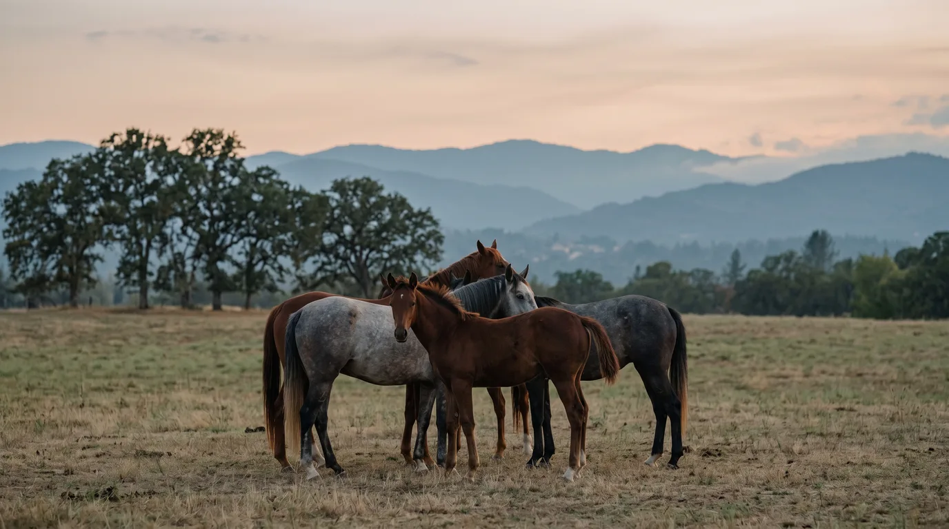 Chevaux en liberté, Centre hippique de Saint-Bardoux, Drôme